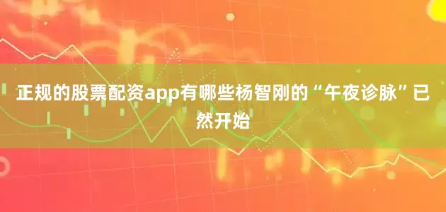 正规的股票配资app有哪些杨智刚的“午夜诊脉”已然开始